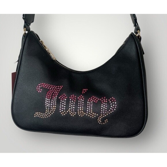 JUICY COUTURE Bag Obsession Crossbody Women Purse Black Rhinestone Accent New - Picture 4 of 9